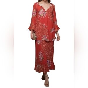 NWOT Floral AUTUMN AND FRESH Red and Pink Dress